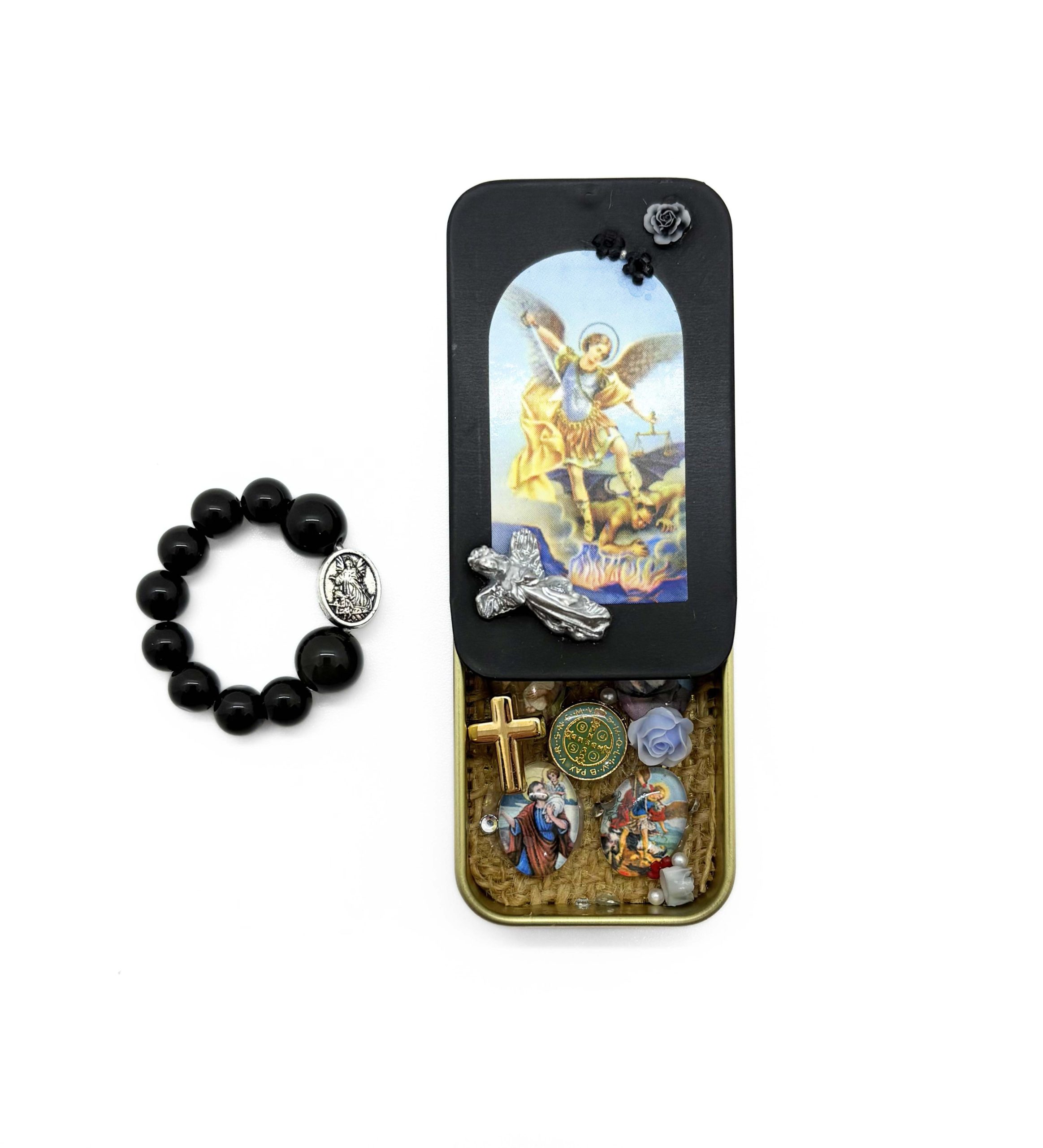 Ecrin de protection Saint Michel et dizainier en Œil Céleste – Image 2