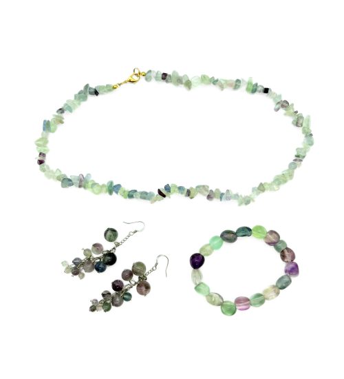 Parure Fluorine avec Collier, bracelet, boucles d'oreilles