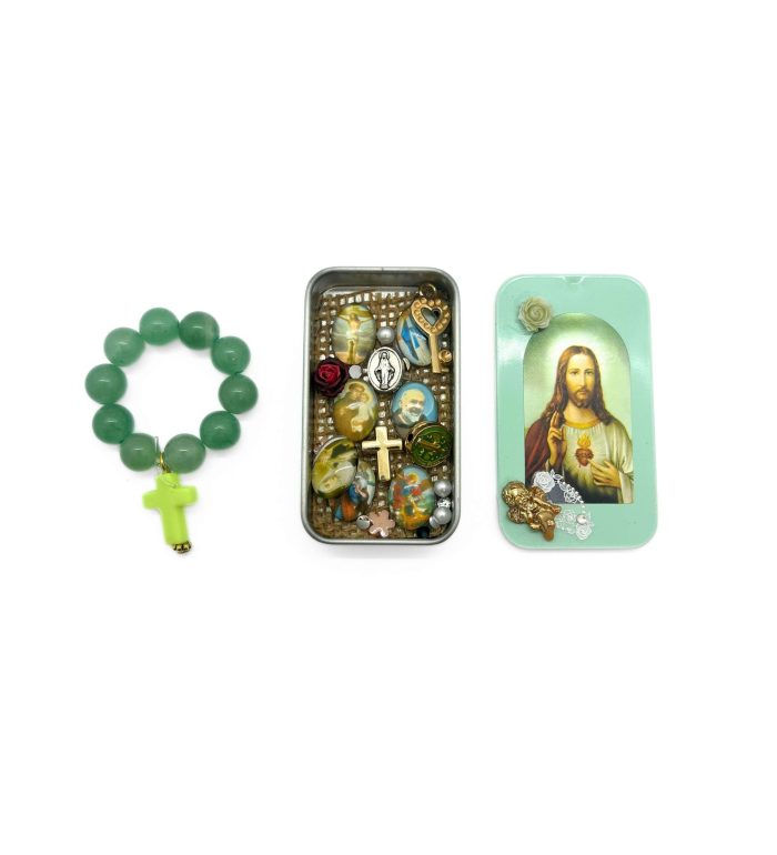 Ecrin de protection Jésus-Christ et dizainier en Aventurine